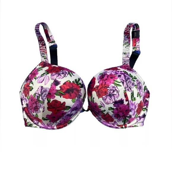 Victoria's Secret BOMBSHELL Bra Floral Satin Shine Strap Rhinestone Push-Up - Picture 4 of 6